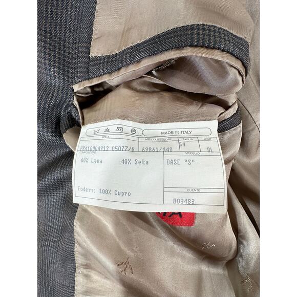 Isaia Napoli Blazer Sport Coat Size 54 (US44) Wool Silk Blend Brown Glen Check - Picture 5 of 11
